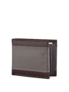 Red Chief Men Grey Colourblocked Leather Two Fold Wallet