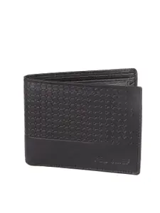Red Chief Men Black Textured Leather Two Fold Wallet