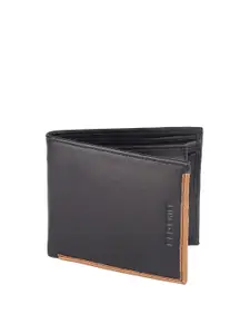 Red Chief Men Black & Brown Leather Two Fold Wallet
