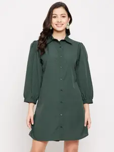 Fashfun Green Crepe Shirt Dress