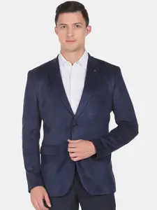 Arrow Men Navy Blue Solid Slim-Fit Single-Breasted Formal Blazer