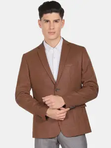 Arrow Men Brown Solid Slim-Fit Single-Breasted Formal Blazer