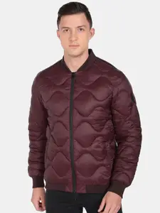 Arrow New York Men Burgundy Solid Nylon Padded Jacket