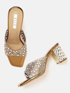 ELLE Women Transparent Embellished Party Block Heel Sandals
