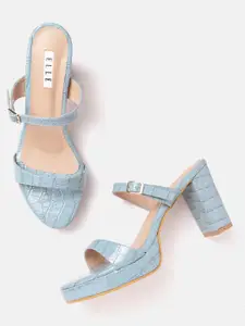 ELLE Croc Textured Block heel Sandals