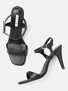 ELLE Women Black Solid Slim Heel Sandals