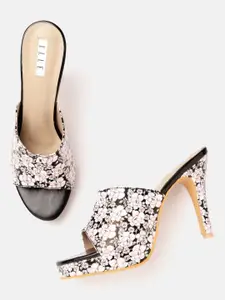 ELLE Black & Pink Floral Print Stilettos