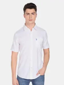 U.S. Polo Assn. Men White Pure Cotton Casual Shirt