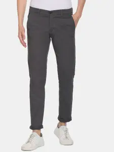 Arrow Sport Men Charcoal Solid Cotton Casual Trousers