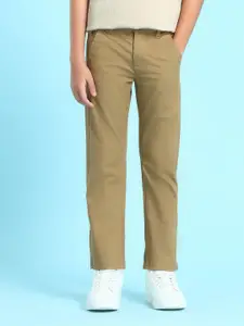 U.S. Polo Assn. Kids Boys Khaki Solid Trousers