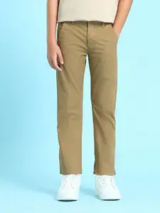 U.S. Polo Assn. Kids Boys Khaki Solid Trousers
