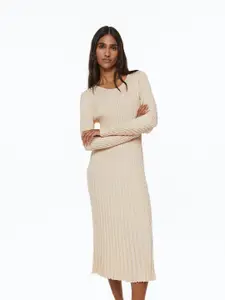 H&M Woman Beige Rib-Knit Dress