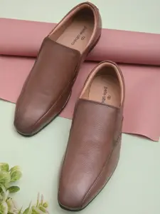 pelle albero Men Tan Brown Solid Leather Formal Slip-Ons