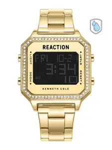 REACTION KENNETH COLE Women Beige Dial & Gold Toned Straps Digital Watch-KRWGJ9007904