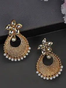 ANIKAS CREATION Gold-Plated Contemporary Chandbalis Earrings