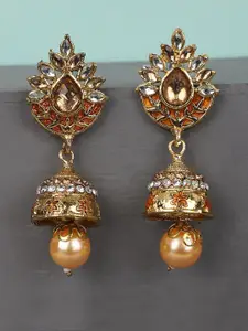 ANIKAS CREATION Gold-Plated Contemporary Jhumkas Earrings