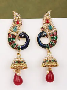 ANIKAS CREATION Multicoloured Gold Plated Contemporary Drop Earrings