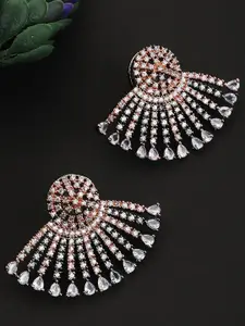 Bhana Fashion White AD Studded Rhodium Plated Studs Earrings