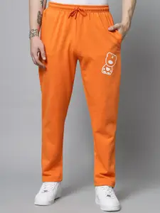 GRIFFEL Men Orange Coloured Cotton Track Pants