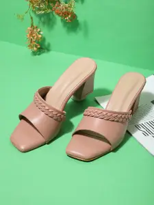 ICONICS Women Peach Embellished Block Heels