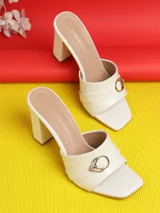 ICONICS White Textured Block Sandals