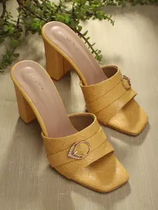 ICONICS Women Yellow Textured Block Heels
