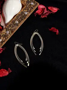 TRISHONA Gold-Toned Contemporary Drop Earrings