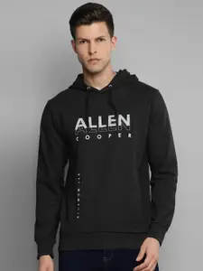 Allen Cooper Men Black Printed Hooded Sweatshirt