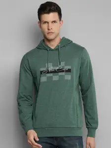Allen Cooper Men Olive Green Printed Hooded Sweatshirt