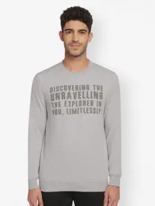 Wildcraft Men Grey Melange Printed Sweatshirt