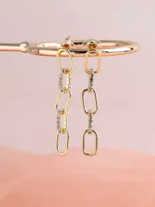 SOHI Gold-Toned Contemporary Drop Earrings