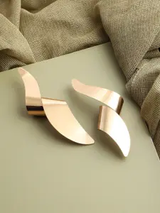 SOHI Gold-Toned Contemporary Drop Earrings