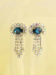 SOHI Blue & White Contemporary Studs Earrings