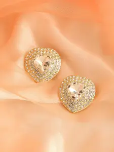 SOHI Silver-Toned Contemporary Studs Earrings