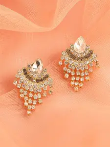 SOHI White Gold Plated Contemporary Drop Earrings