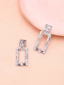 SOHI Silver-Toned & Gold Plated Contemporary Drop Earrings