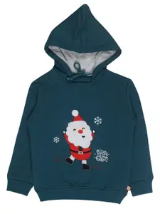 Bodycare Kids Boys Blue Embroidered Cotton Hooded Sweatshirt