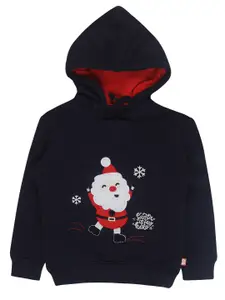 Bodycare Kids Boys Navy Blue Embroidered Cotton Hooded Sweatshirt