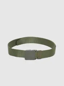 HIGHLANDER Men Olive Green Woven Design Belt