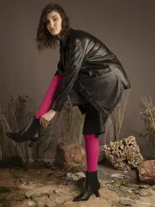 Saint G Black Leather Sculpted Pointed Toe Heel Boots