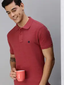 ONN Men Maroon Solid Polo Collar T-shirt