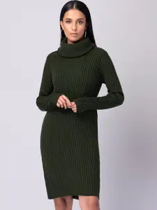 FabAlley Green Striped Sweater Dress
