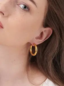 PALMONAS 18k Gold Plated Contemporary Hoop Earrings