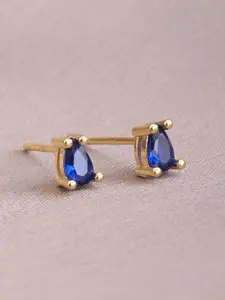 PALMONAS 18k Gold Plated & Blue Contemporary Studs Earrings