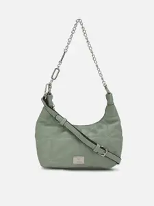Allen Solly Woman Green PU Structured Hobo Bag with Quilted Handbag