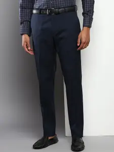 Tommy Hilfiger Men Navy Blue Solid Formal Trouser