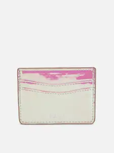 FOREVER 21 Women Silver-Toned & Pink PU Card Holder