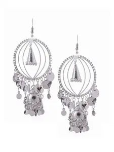 Brandsoon Silver-Plated Dome Shaped Drop Earrings