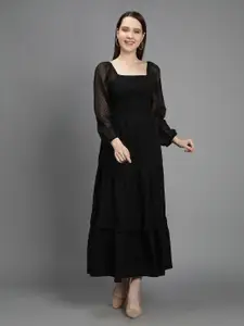 MINGLAY Black Crepe Maxi Maxi Dress
