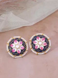 Crunchy Fashion Blue Gold-Plated Classic Studs Earrings